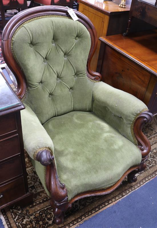 A Regency mahogany button back easy chair